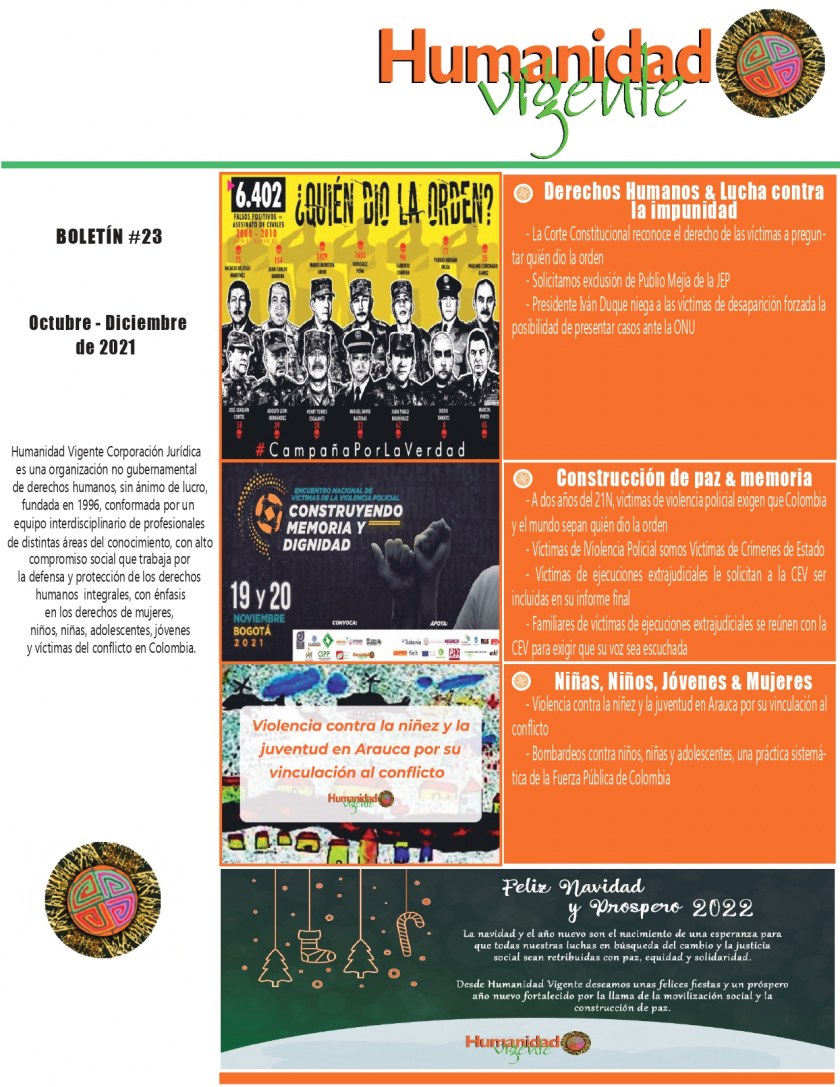Boletín Trimestral octubre – diciembre 2021 Portada