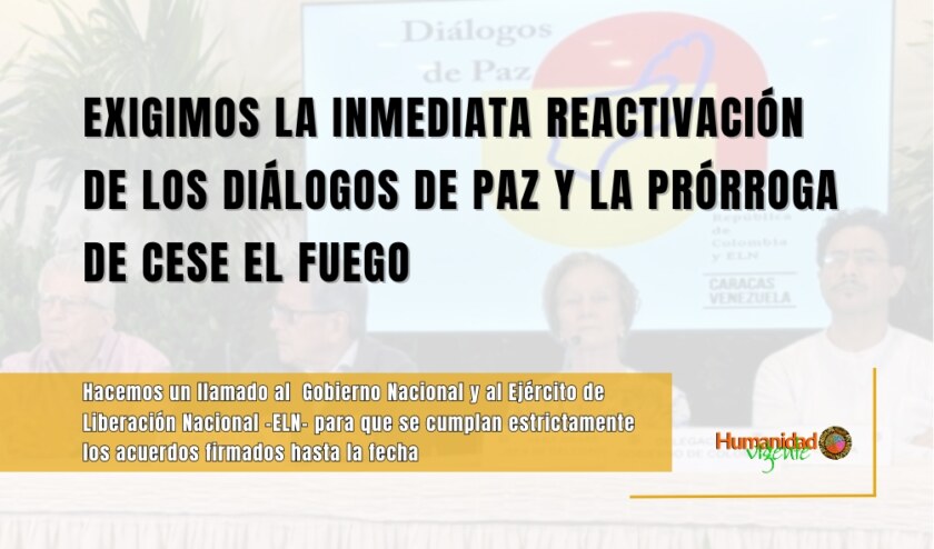 Llamado a la reactivación del ELN y Gobierno Nacional