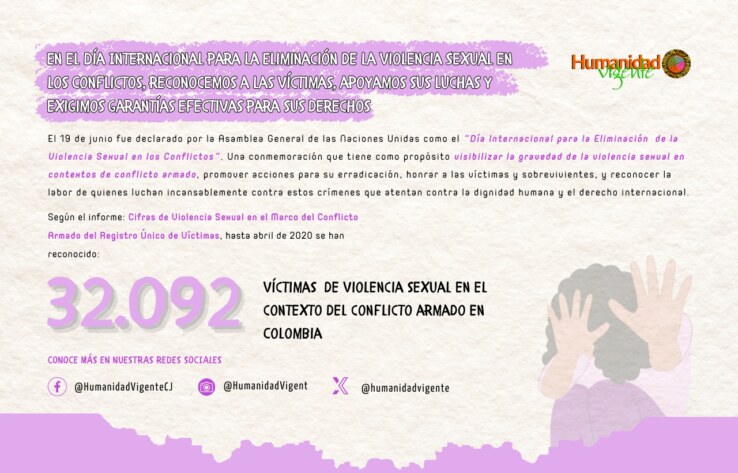 En el Día Internacional para la Eliminación de la Violencia Sexual en los Conflictos, reconocemos a las víctimas, apoyamos sus luchas y exigimos garantías efectivas para sus derechos portada
