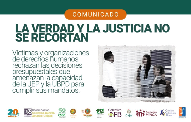 Víctimas rechazan los recortes presupuestales que buscan debilitar la JEP y la búsqueda de personas desaparecidas – Sitio web