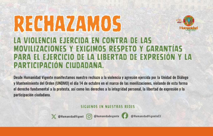Rechazamos la violencia ejercida en contra de las movilizaciones y exigimos respeto y garantías para el ejercicio de la libertad de expresión y la participación ciudadana Sitio Web – 2026